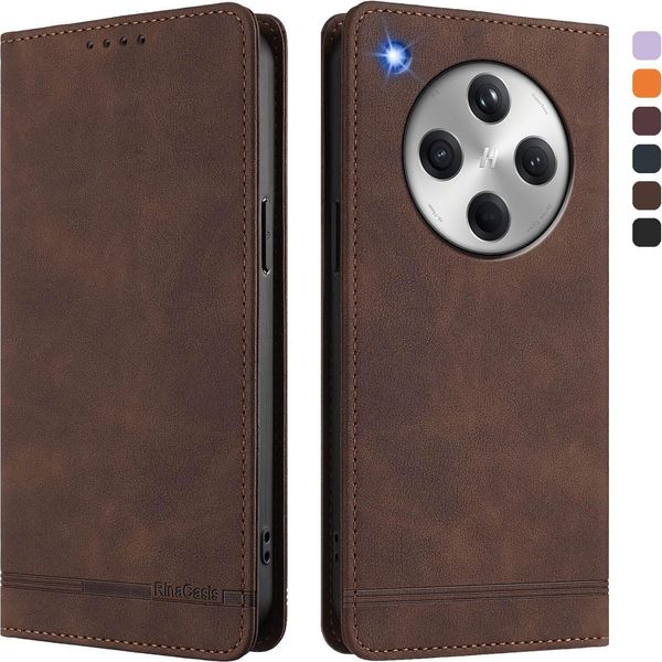 Custodia Per Oppo Find X8, Custodia Retro In Finto Cuoio Con Supporto E Slot Per Carte Di Credito Marrone-image