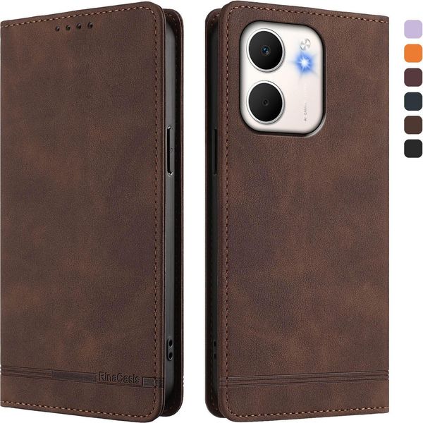 Custodia Per Oppo A5X 4G, Custodia Retro In Finto Cuoio Con Supporto E Slot Per Carte Di Credito Marrone-image