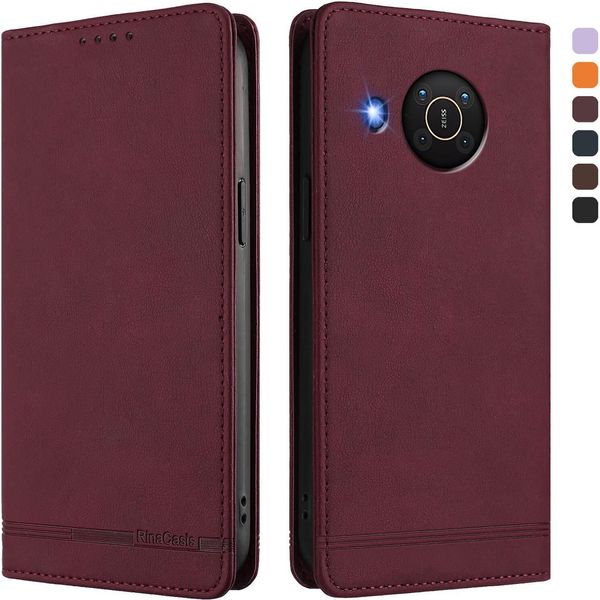 Custodia Per Nokia X20/Nokia X10, Custodia Retro In Finto Cuoio Con Supporto E Slot Per Carte Di Credito Rosso-image