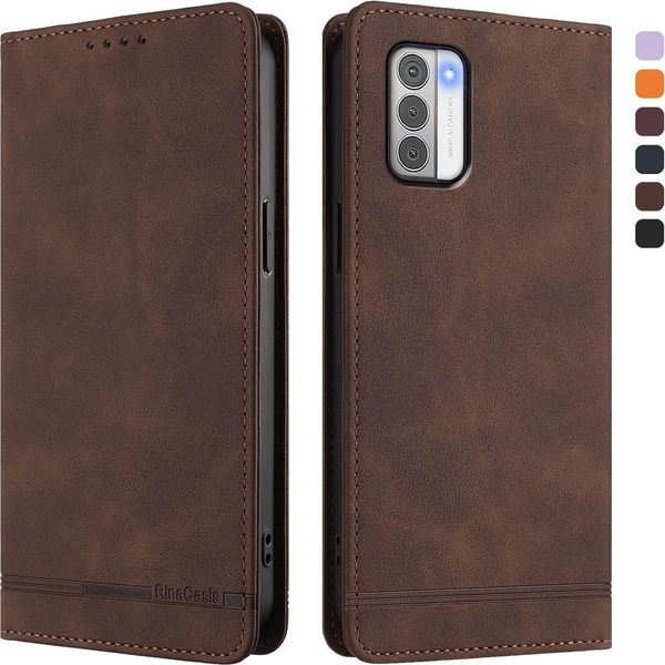 Custodia Per Nokia G42/Nokia G310, Custodia Retro In Finto Cuoio Con Supporto E Slot Per Carte Di Credito Marrone-image