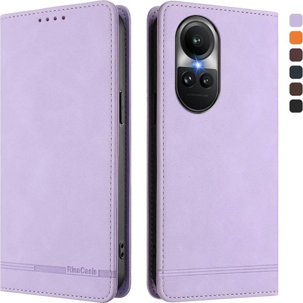 Custodia Per Oppo Reno10 /Reno10 Pro 5G, Retro Custodia In Finto Cuoio Flip Con Supporto E Slot Per Carte Di Credito Viola-image