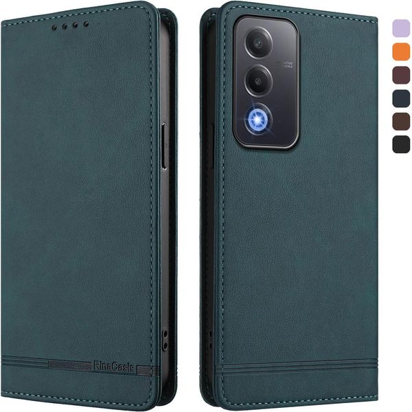 Custodia Per Oppo A5/Oppo A3 Pro/Oppo A80/Oppo K12X, Custodia Flip In Finto Cuoio Retro Con Supporto E Slot Per Carte Verde-image