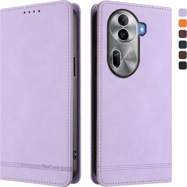 Custodia Per Oppo Reno11 Pro 5G, Custodia Retro In Finto Cuoio Con Supporto E Slot Per Carte Purple-image