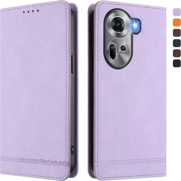 Custodia Per Oppo Reno11 5G, Custodia Retro In Finto Cuoio Flip Con Supporto E Slot Per Carte Purple-image