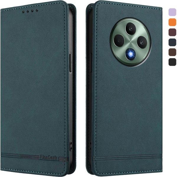 Custodia Per Oppo Reno12 F 5G/Reno12 F 4G, Custodia Retro In Finto Cuoio Con Supporto E Slot Per Carte Verde-image