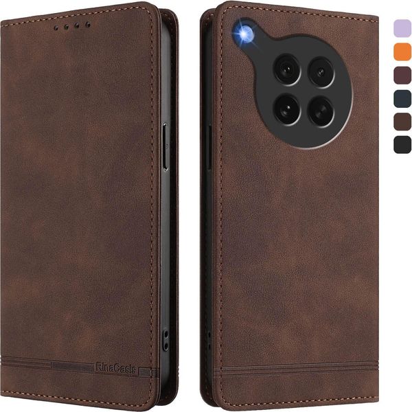 Custodia Per Oppo Find X8S, Custodia Retro In Finto Cuoio Con Supporto E Slot Per Carte Di Credito Marrone-image