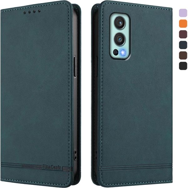 Custodia Per Oneplus Nord 2 5G, Custodia Retro In Finto Cuoio Con Supporto E Slot Per Schede Verde-image