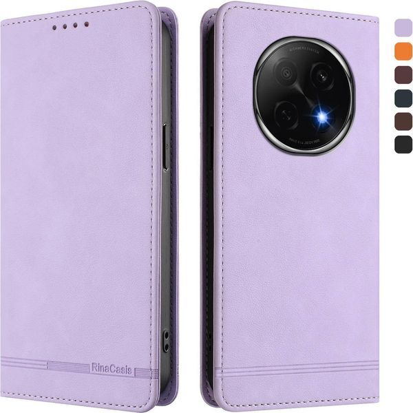 Custodia Per Oppo F29 Pro, Custodia Retro In Finto Cuoio Con Supporto E Slot Per Carte Purple-image