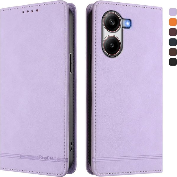 Custodia Per Xiaomi Poco X7 Pro, Retro Custodia In Finto Cuoio Flip Con Supporto E Slot Per Carte Purple-image