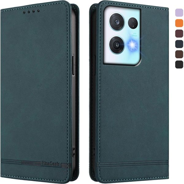 Custodia Per Oppo Reno8 Pro 5G, Custodia Retro In Finto Cuoio Flip Con Supporto E Slot Per Carte Verde-image