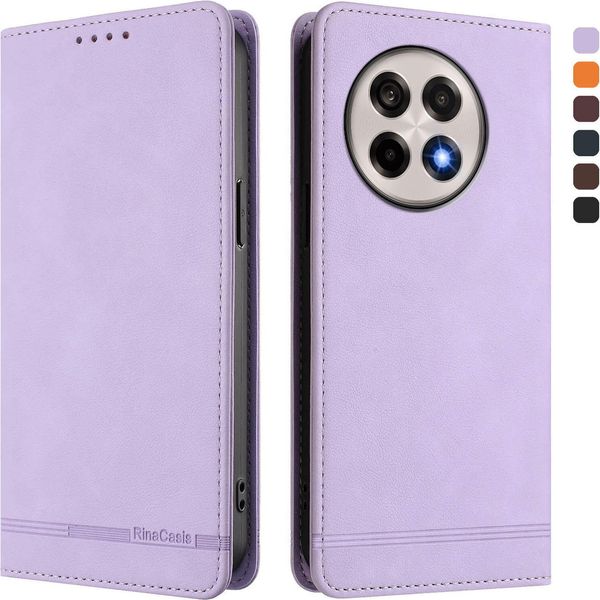 Custodia Per Oneplus 13R, Custodia Retro In Finto Cuoio Con Supporto E Slot Per Carte Di Credito Viola-image