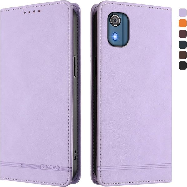 Custodia Per Nokia C02, Flip Case In Finto Cuoio Retrò Con Supporto E Slot Per Carte Di Credito Viola-image
