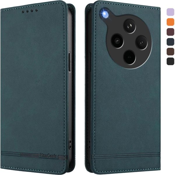 Custodia Per Oppo Find X8S+, Custodia Retro In Finto Cuoio Flip Con Supporto E Slot Per Carte Verde-image