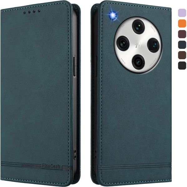 Custodia Per Oppo Find X8 Pro, Custodia Retro In Finto Cuoio Flip Con Supporto E Slot Per Carte Verde-image