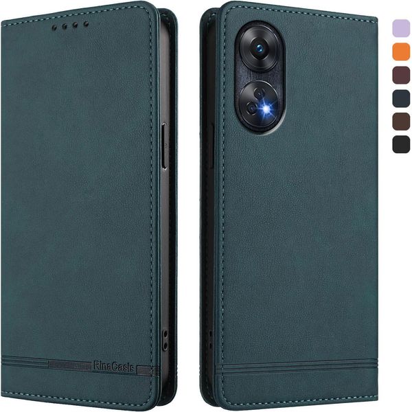 Custodia Per Oppo Reno8 T 4G, Custodia Retro In Finto Cuoio Flip Con Supporto E Slot Per Carte Verde-image