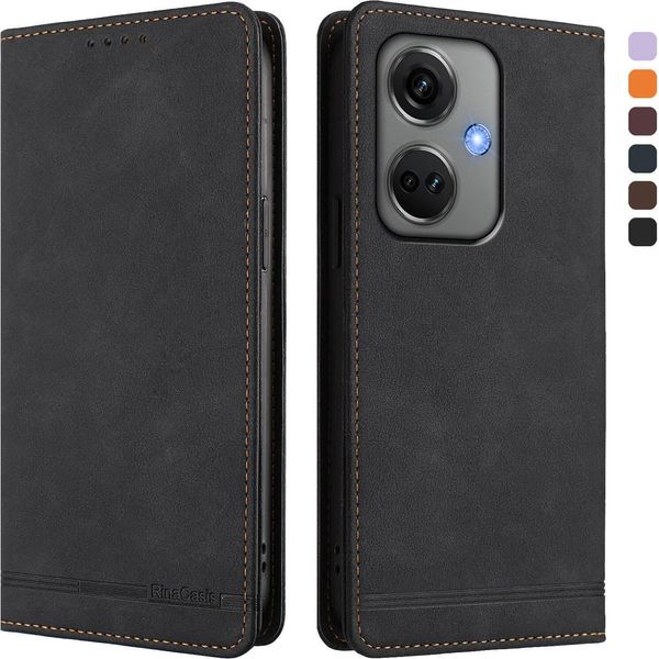 Custodia Per Oppo K11 5G, Custodia Retro In Finto Cuoio Con Supporto E Slot Per Carte Di Credito Nero-image