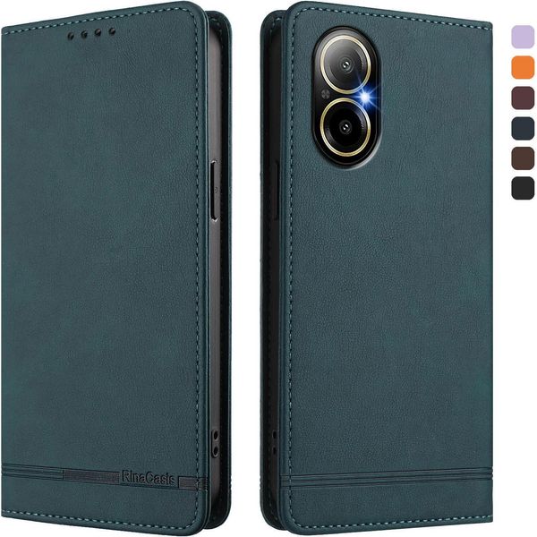 Custodia Per Realme C67 4G/Realme 12 Lite, Custodia Flip In Finto Cuoio Retro Con Supporto E Slot Per Carte Verde-image