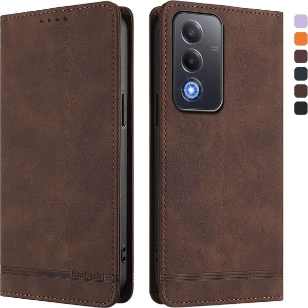 Custodia Per Oppo A5/Oppo A3 Pro/Oppo A80/Oppo K12X, Custodia Retro In Finto Cuoio Flip Con Supporto E Slot Per Carte Di Credito Marrone-image