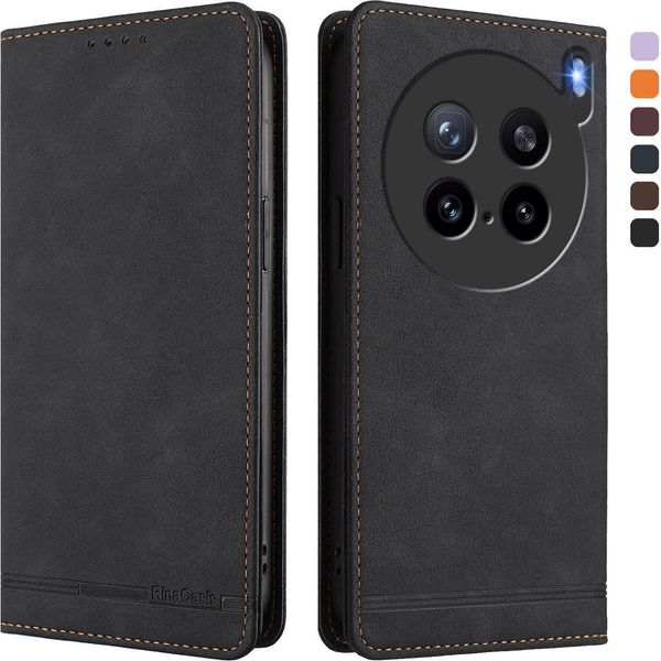 Custodia Per Vivo X200S, Custodia Retro In Finto Cuoio Con Supporto E Slot Per Carte Di Credito Nero-image