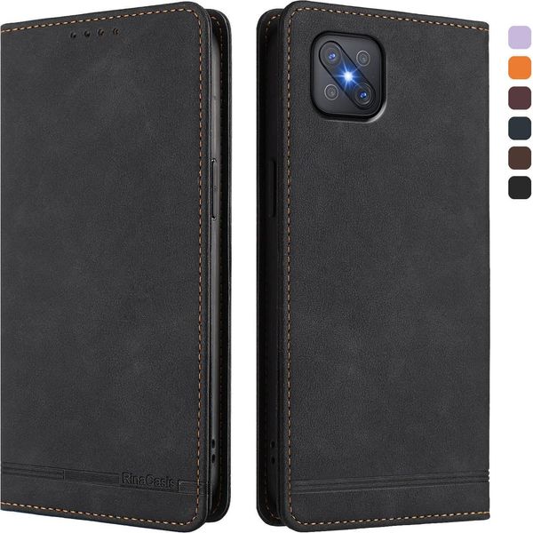 Custodia Per Oppo A92S, Custodia Retro In Finto Cuoio Flip Con Supporto E Slot Per Carte Nero-image