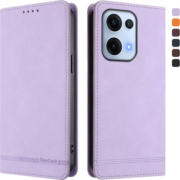 Custodia Per Oppo Reno13 5G, Custodia Retro In Finto Cuoio Flip Con Supporto E Slot Per Carte Purple-image