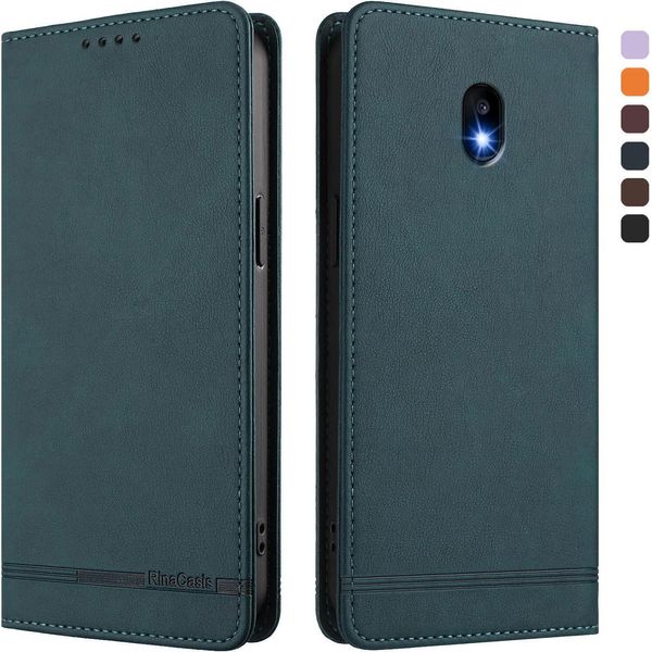 Custodia Per Samsung Galaxy J5 2017, Retro Custodia Flip In Finto Cuoio Con Supporto E Slot Per Carte Verde-image