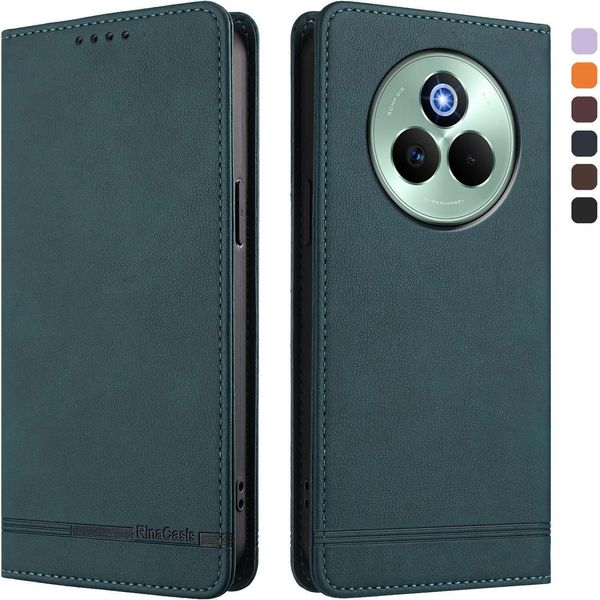 Custodia Per Realme P3 Pro, Custodia Retro In Finto Cuoio Flip Con Supporto E Slot Per Carte Di Credito Verde-image