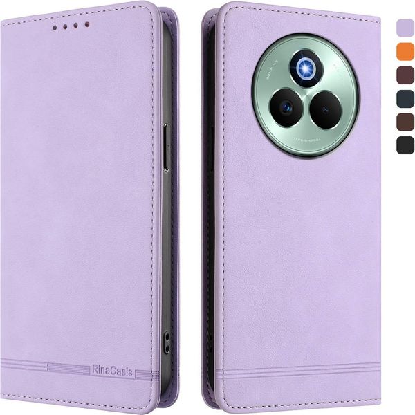 Custodia Per Realme P3 Pro, Custodia Retro In Finto Cuoio Flip Con Supporto E Slot Per Carte Purple-image