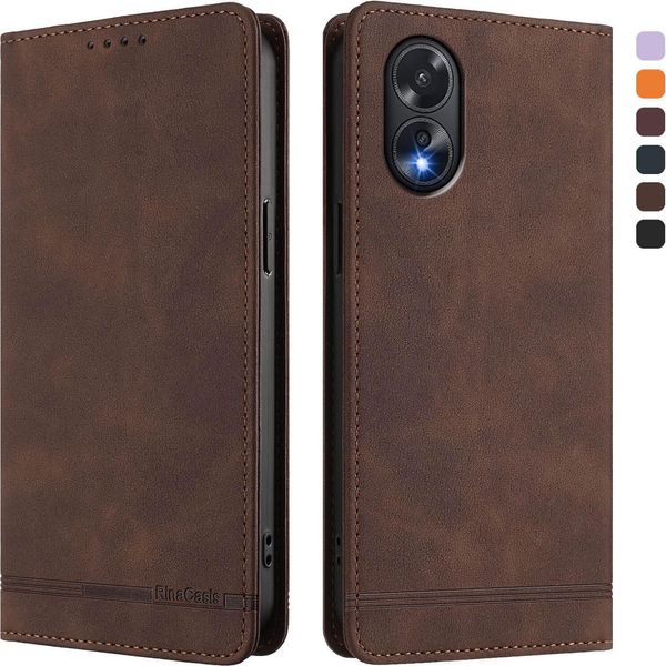 Custodia Per Oppo A38 4G, Custodia Retro In Finto Cuoio Con Supporto E Slot Per Carte Di Credito Marrone-image