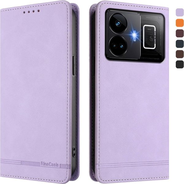 Custodia Per Realme GT3 5G, Custodia Retro In Finto Cuoio Flip Con Supporto E Slot Per Carte Purple-image