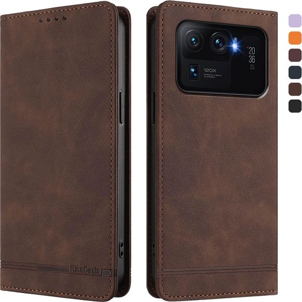 Custodia Per Xiaomi Mi 11 Ultra, Custodia Retro In Finto Cuoio Con Supporto E Slot Per Carte Di Credito Marrone-image