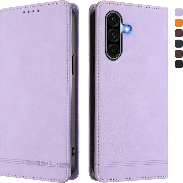 Custodia Per Samsung Galaxy A56, Custodia Retro In Finto Cuoio Flip Con Supporto E Slot Per Carte Purple-image