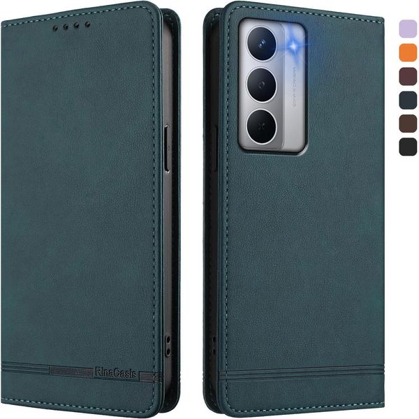 Custodia Per Realme Narzo 80X, Custodia Retro In Finto Cuoio Flip Con Supporto E Slot Per Carte Di Credito Verde-image