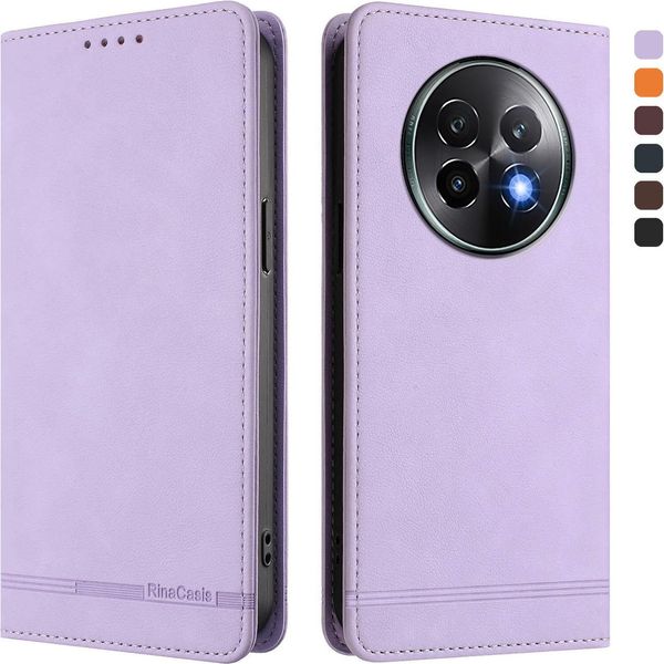 Custodia Per Realme 13+ 5G, Custodia Retro In Finto Cuoio Flip Con Supporto E Slot Per Carte Purple-image