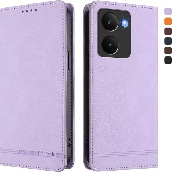 Custodia Per Realme P3 Ultra, Custodia Retro In Finto Cuoio Con Supporto E Slot Per Carte Purple-image