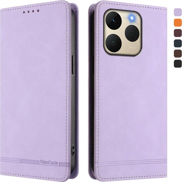 Custodia Per Realme 15T 5G, Retro Custodia In Finto Cuoio Flip Con Supporto E Slot Per Carte Purple-image