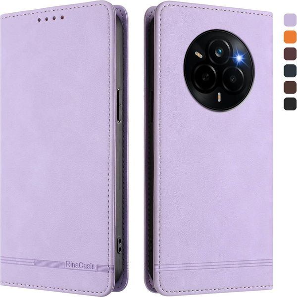 Custodia Per Realme Narzo 80 Pro, Custodia Retro In Finto Cuoio Flip Con Supporto E Slot Per Carte Di Credito Viola-image