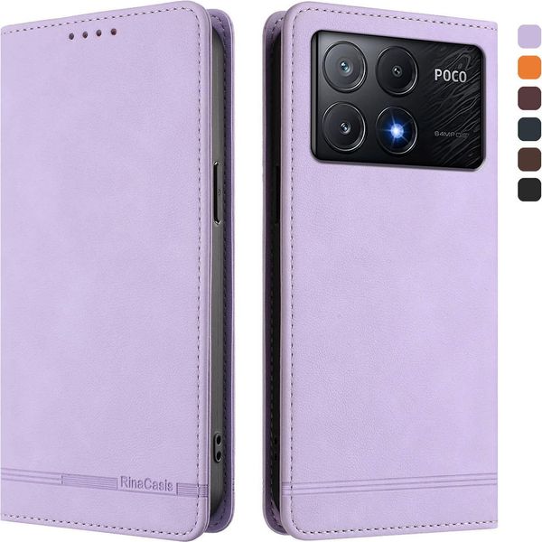 Custodia Per Xiaomi Poco X6 Pro, Retro Custodia In Finto Cuoio Flip Con Supporto E Slot Per Carte Purple-image