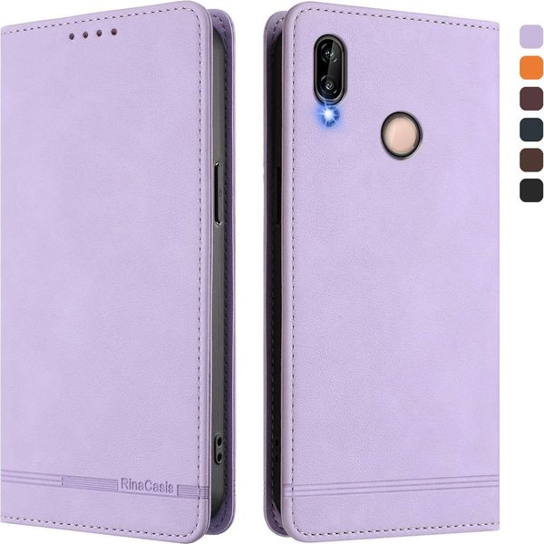 Custodia Per Huawei P20 Lite, Custodia Retro In Finto Cuoio Flip Con Supporto E Slot Per Carte Purple-image