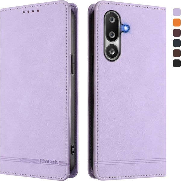 Custodia Per Samsung Galaxy M36, Custodia Retro In Finto Cuoio Flip Con Supporto E Slot Per Carte Purple-image