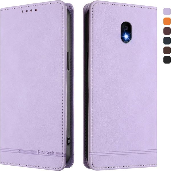 Custodia Per Samsung Galaxy J3 2017, Retro Custodia Flip In Finto Cuoio Con Supporto E Slot Per Carte Purple-image
