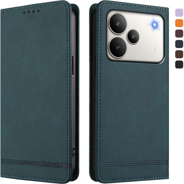 Custodia Per Realme P4, Custodia Retro In Finto Cuoio Con Supporto E Slot Per Carte Di Credito Verde-image