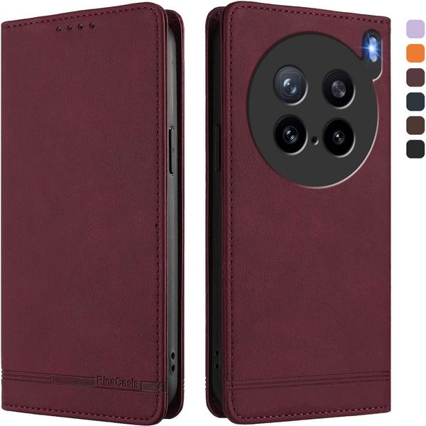 Custodia Per Vivo X200S, Custodia Retro In Finto Cuoio Con Supporto E Slot Per Carte Di Credito Rosso-image