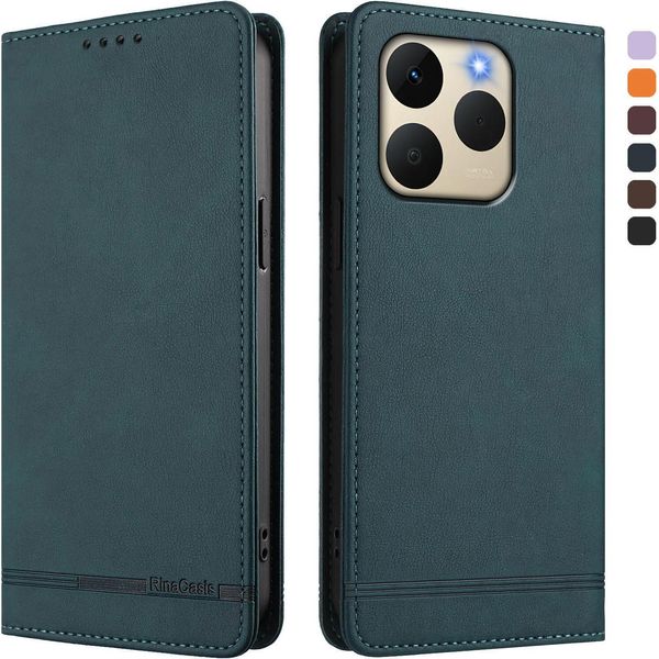 Custodia Per Realme 15T 5G, Custodia Retro In Finto Cuoio Con Supporto E Slot Per Carte Verde-image