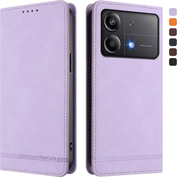 Custodia Per Xiaomi Poco X6 Neo, Retro Custodia In Finto Cuoio Flip Con Supporto E Slot Per Carte Purple-image