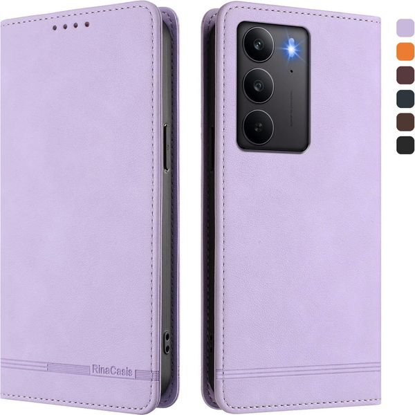 Custodia Per Realme C75 4G, Custodia Retro In Finto Cuoio Flip Con Supporto E Slot Per Carte Purple-image