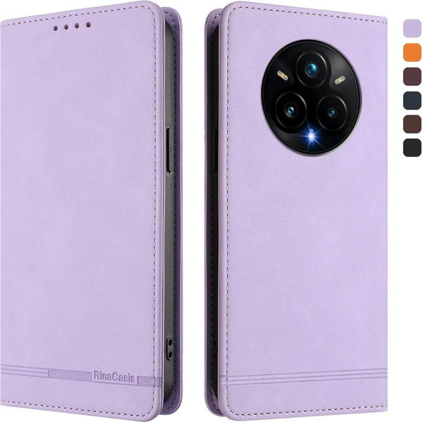 Custodia Per Realme 14 Pro+ 5G, Retro Custodia Flip In Finto Cuoio Con Supporto E Slot Per Carte Purple-image