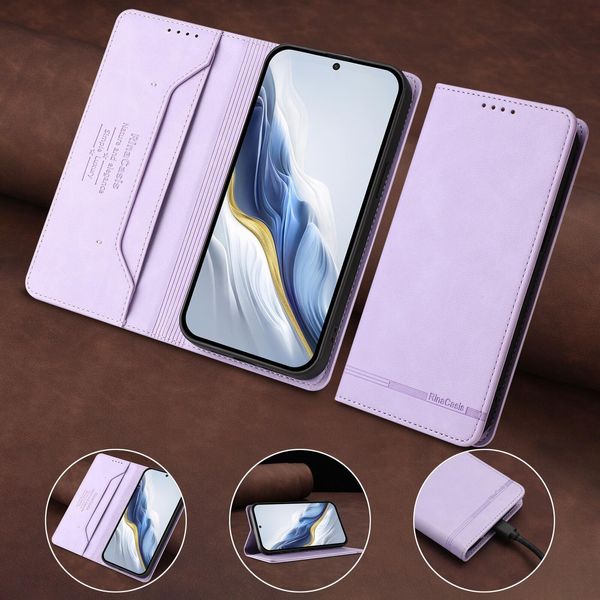 Custodia Per Vivo Y56 5G, Custodia Retro In Finto Cuoio Con Supporto E Slot Per Carte Purple-image