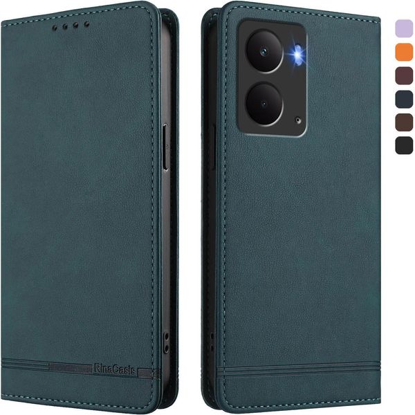 Custodia Per Realme P3, Custodia Retro In Finto Cuoio Con Supporto E Slot Per Carte Verde-image