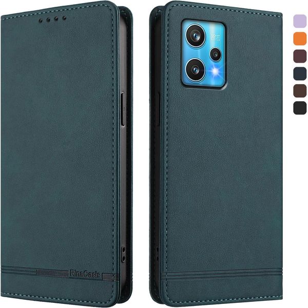 Custodia Per Realme 9 4G/Realme 9 Pro+ 5G, Custodia Retro In Finto Cuoio Flip Con Supporto E Slot Per Carte Verde-image
